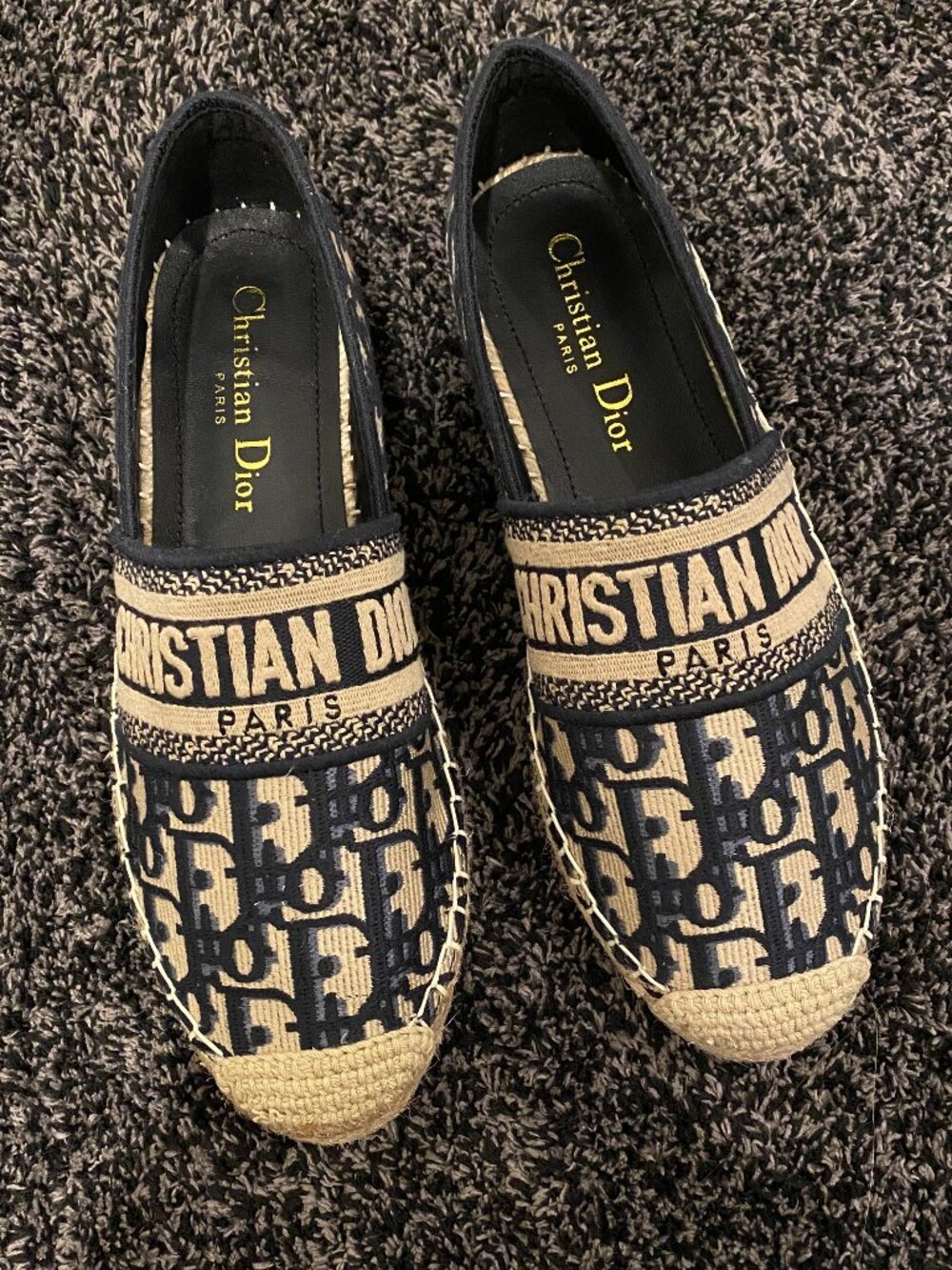 Dior Granville Espadrille Deep Blue Dior Oblique Embroidered Cotton 36 - Picture 2 of 7